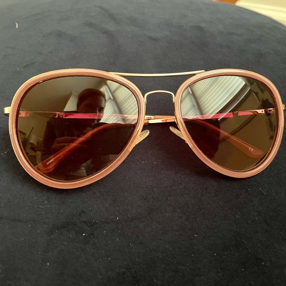 Blush Pink and Gold Aviator Sunglasses